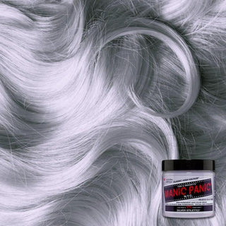 Manic Panic silver stiletto semi permanent metallic silver hair color cream fashion dye bold cool silver shade