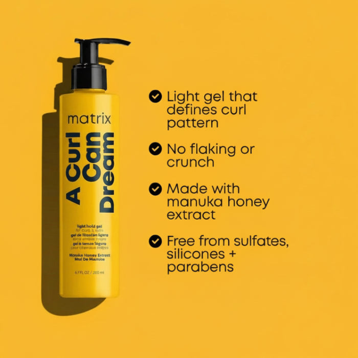 Matrix A Curl Can Dream Light Hold Gel 200ml | Curl and Wave Defining Styling Gel
