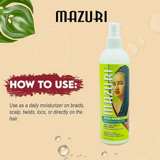 Mazuri Braid Spray Soothing & Shine Mist 355 ml with Tea Tree & Irish Moss