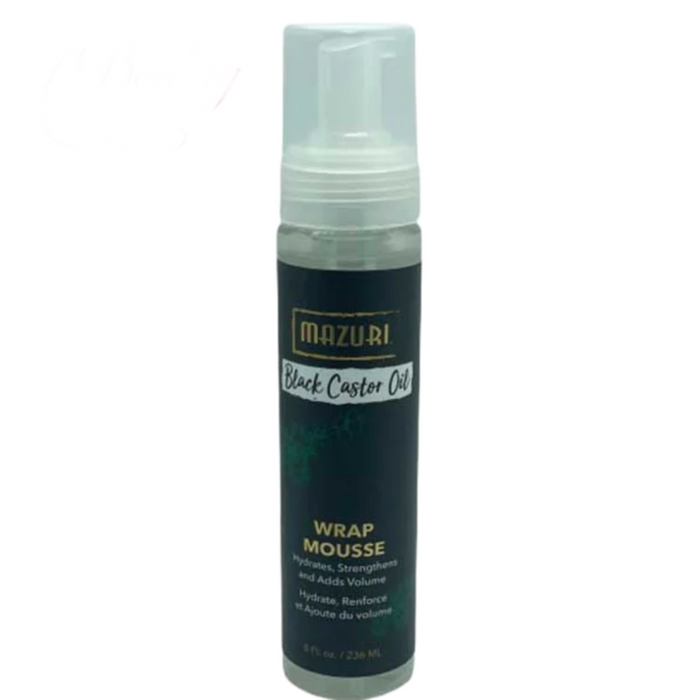 Mazuri Black Castor Oil Wrap Mousse | Define Curls, Volume & Shine Boost