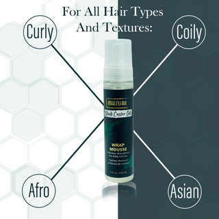 Mazuri Black Castor Oil Wrap Mousse 236ml-- Define Curls, Add Volume & Shine