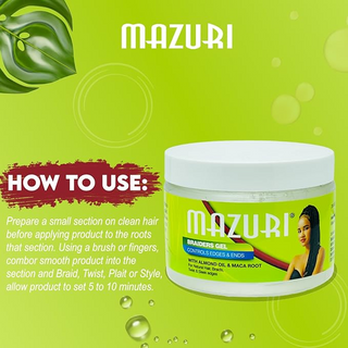Mazuri Braiders Gel, Controls Edges & Ends 355ml- Smooth Hold & Shine