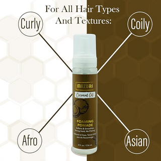 Mazuri Coconut Oil Foaming Pomade 236ml- Shine, Define & Control Frizz