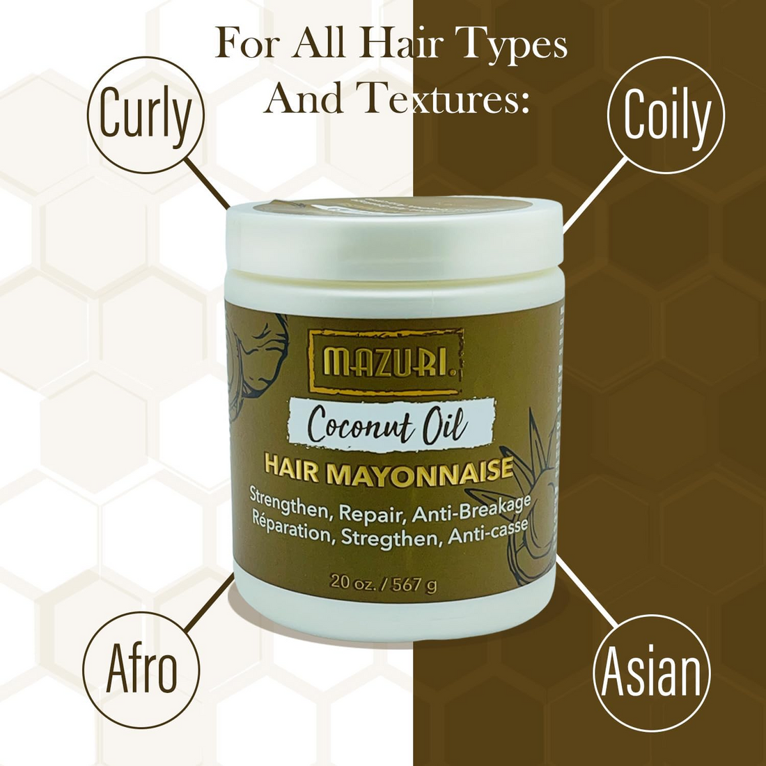 Mayonnaise capillaire à l'huile de noix de coco Mazuri 567g