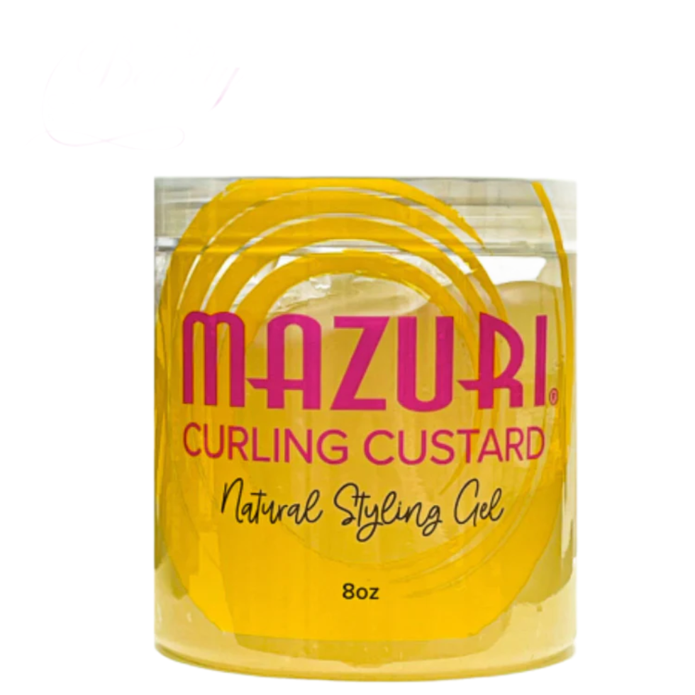 Mazuri Curling Custard Natural Styling Gel 8oz defines curls, controls frizz, and adds shine while keeping hair soft, bouncy, and long-lasting.