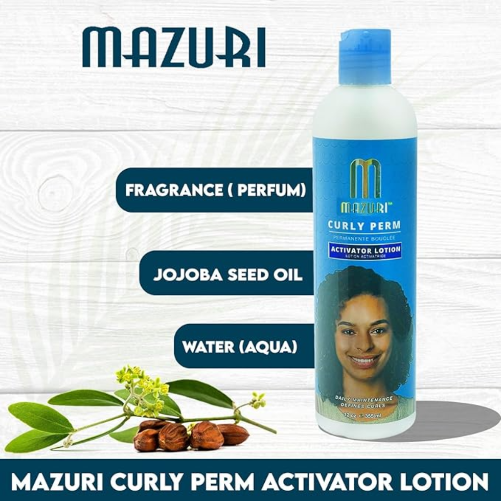 mazuri curly perm activator lotion 12oz for defining moisturizing enhancing soft frizz free curls
