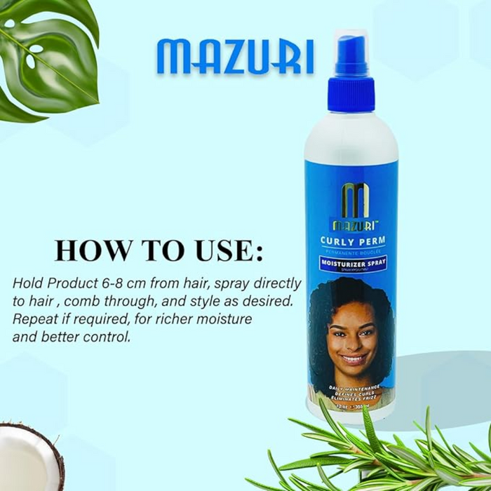 Mazuri Curly Perm Moisturizer Spray | Hydrate, Define & Refresh Curls