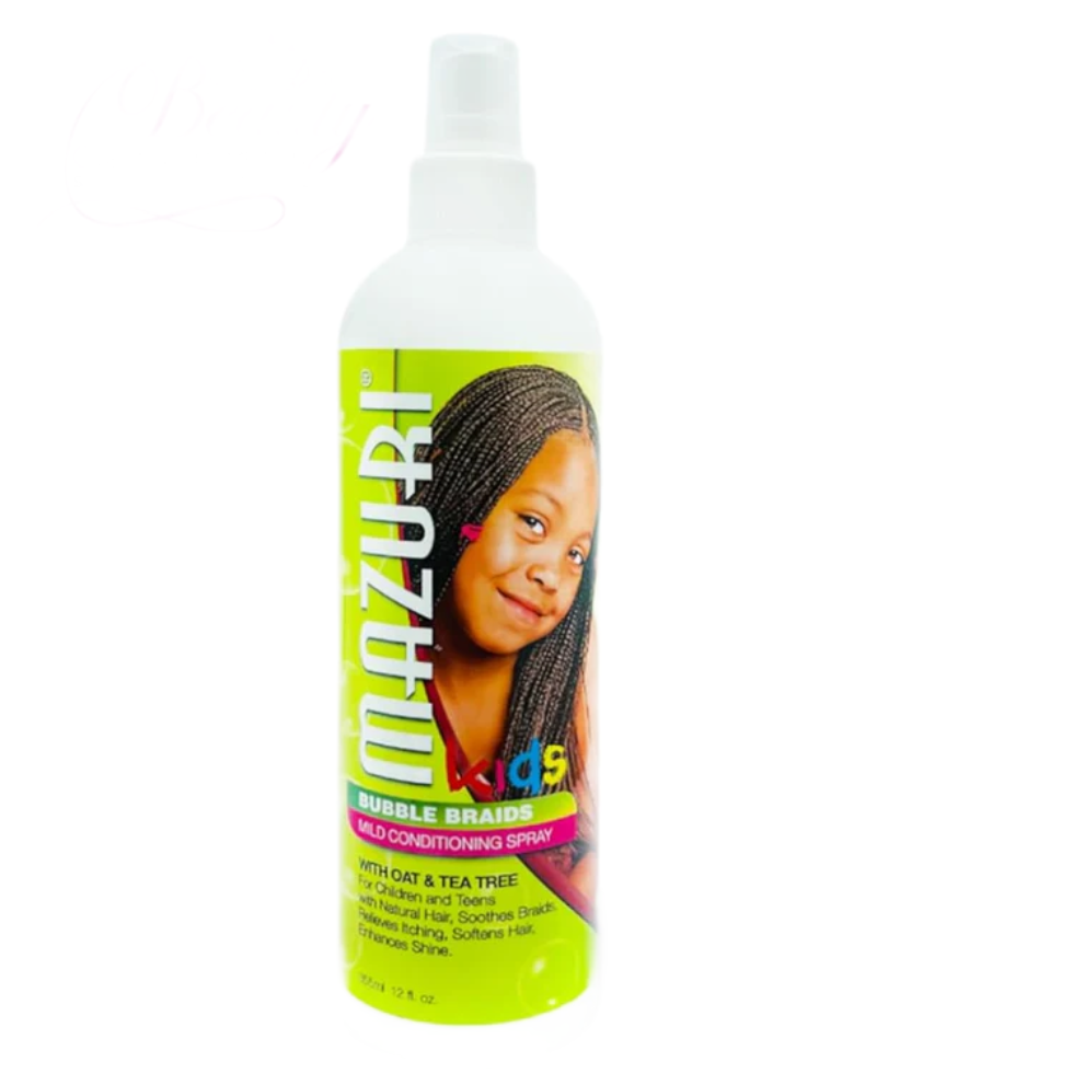 mazuri kids bubble braid conditioning spray 355ml gentle nourishing detangling hair care spray for soft smooth frizz free kids hair styling