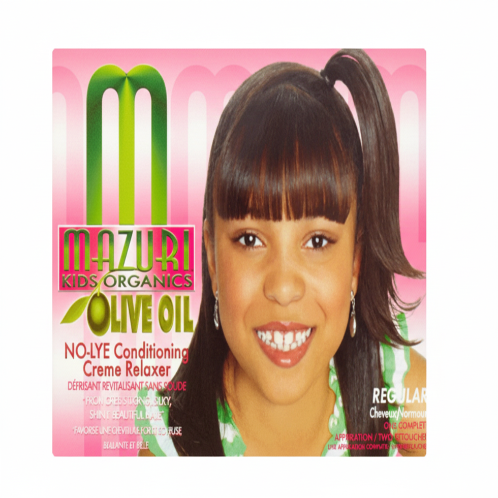 mazuri kids olive oil no lye conditioning creme relaxer regular strength smooth soft manageable hair care