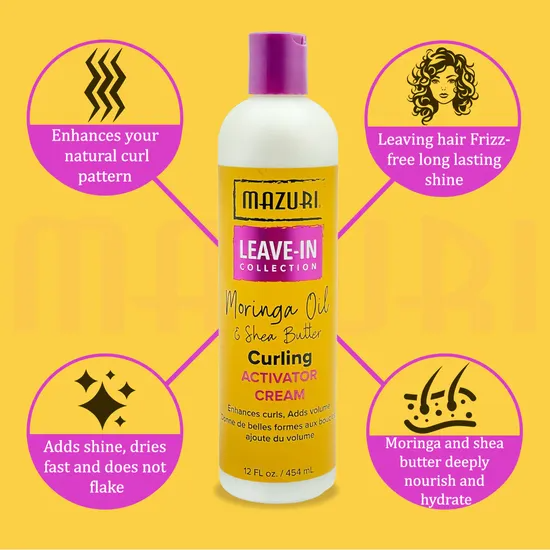 Mazuri Moringa Oil & Shea Butter Curling Activator Cream 454ml- Define & Hydrate Curls