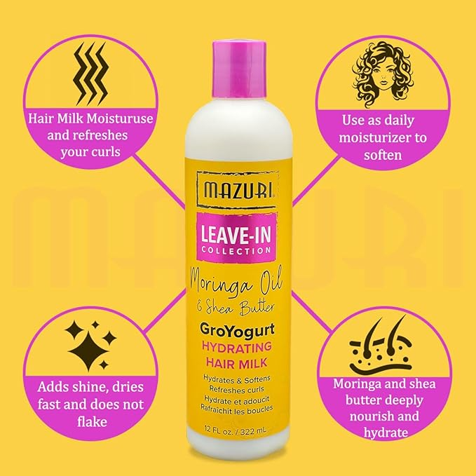 Mazuri Moringa Oil & Shea Butter Groyogurt Hair Milk 322ml- Hydrate & Soften Hair