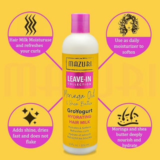 Mazuri Moringa Oil & Shea Butter Groyogurt Hair Milk 322ml- Hydrate & Soften Hair