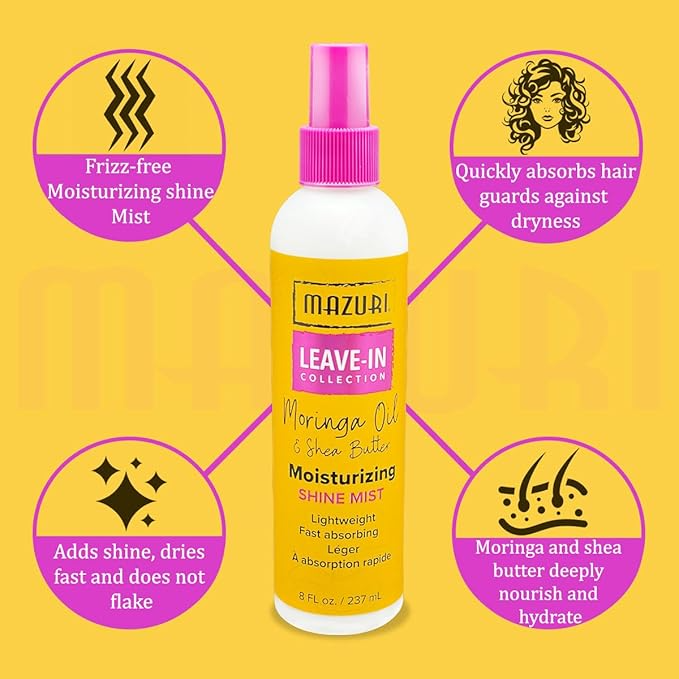 Mazuri Moringa Oil & Shea Butter Moisturizing Shine Mist 237ml  Hydrate & Glow