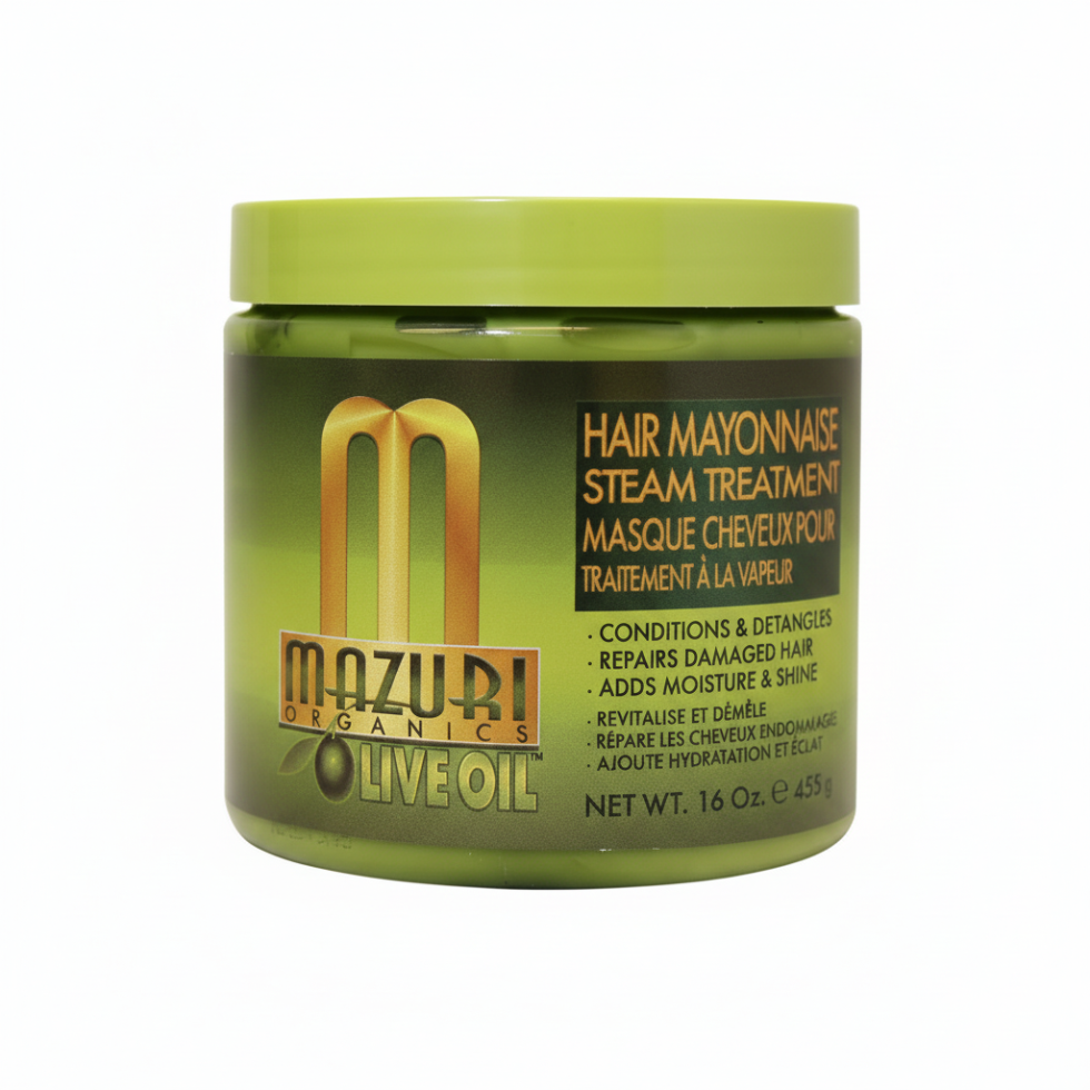 mazuri olive oil hair mayonnaise steam treatment 455g deep repair mask for damaged dry strengthening hair
