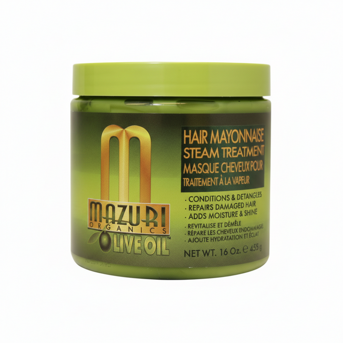 mazuri olive oil hair mayonnaise steam treatment 455g deep repair mask for damaged dry strengthening hair