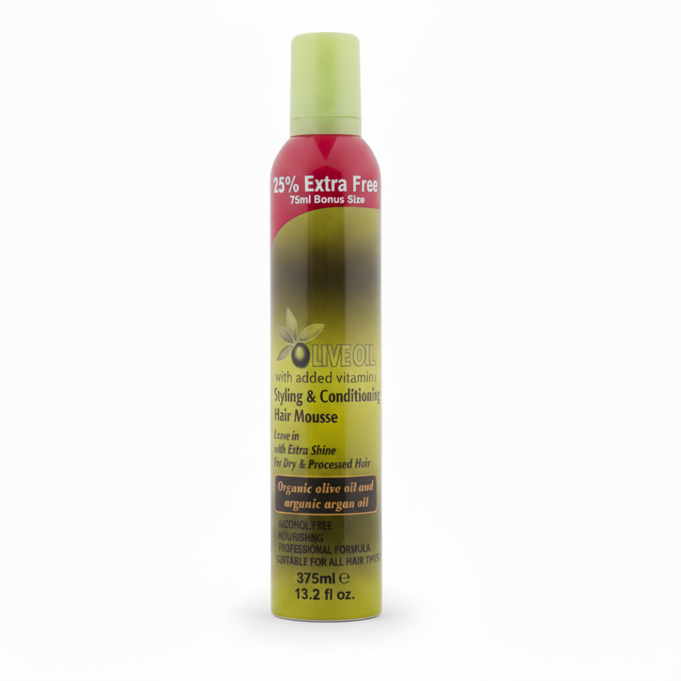 mazuri olive oil styling conditioning hair mousse 13.2oz volume shine frizz control lightweight foam