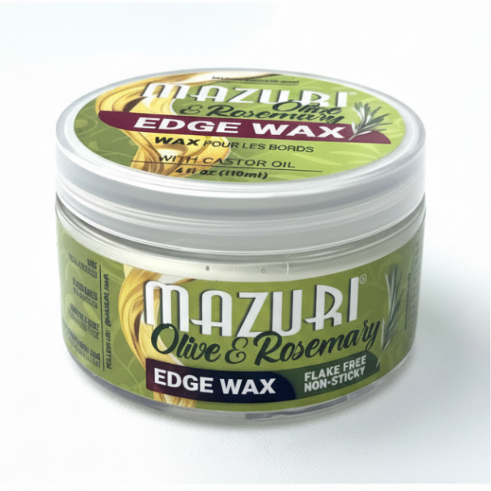 mazuri olive oil rosemary edge wax 4oz strong hold frizz control sleek non flake edge styling wax