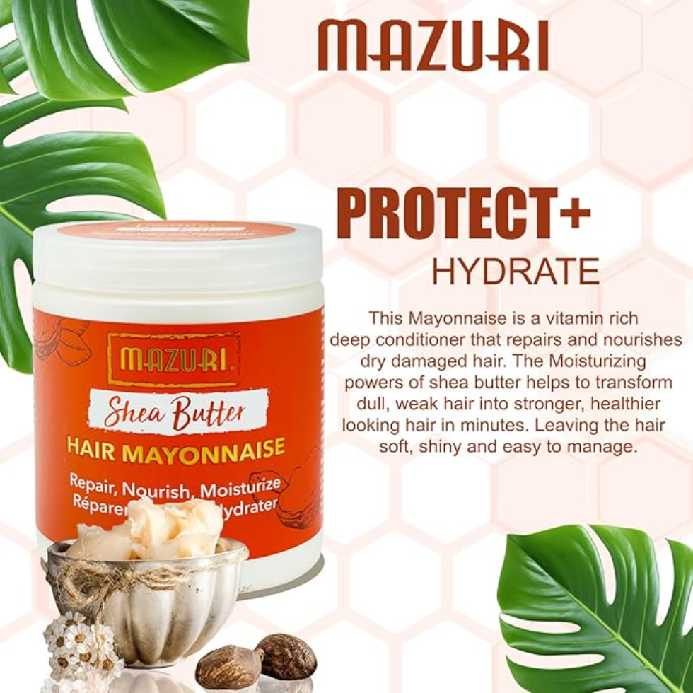 mazuri shea butter hair mayonnaise for deep repair strength shine soft smooth healthy hair
