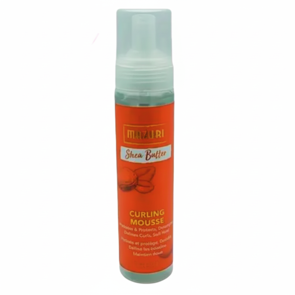 mazuri shea butter oil curling mousse 237ml define hydrate natural curls frizz control styling foam for soft bouncy and shiny curly hair