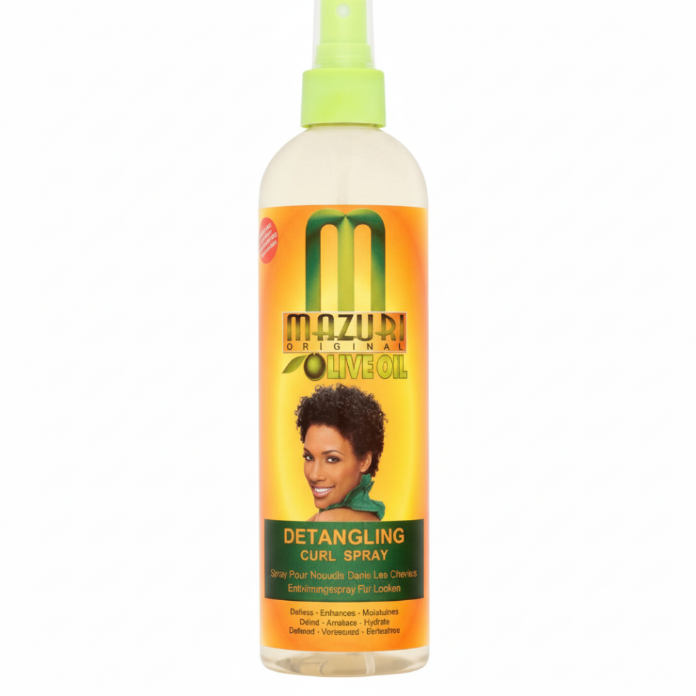 mazuri original olive oil detangling curl spray 355ml hydrate define shine frizz-free curls