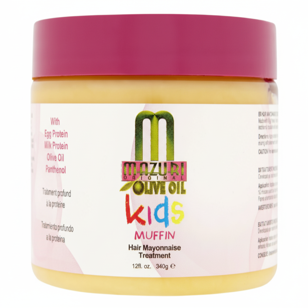 mazuri olive oil kids muffin hair mayonnaise treatment 240g nourish strengthen soft healthy manageable hair care