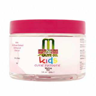 mazuri olive oil kids cutie patootie styling gel 340g frizz control shine soft smooth kids hair styling gel
