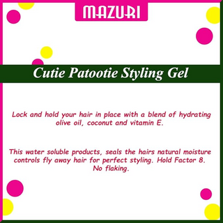 mazuri olive oil kids cutie patootie styling gel 340g frizz control shine soft smooth kids hair styling gel