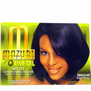 mazuri original olive oil no lye conditioning hair relaxer kit regular 1 application smooth straight frizz free hair