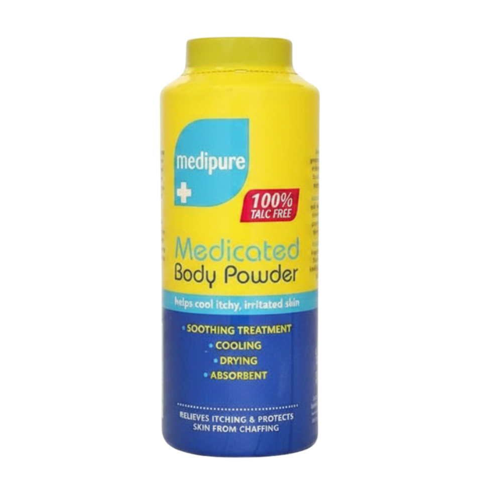 Medipure medicated body powder 200g cooling talc free skin care powder for freshness sweat control and irritation relief