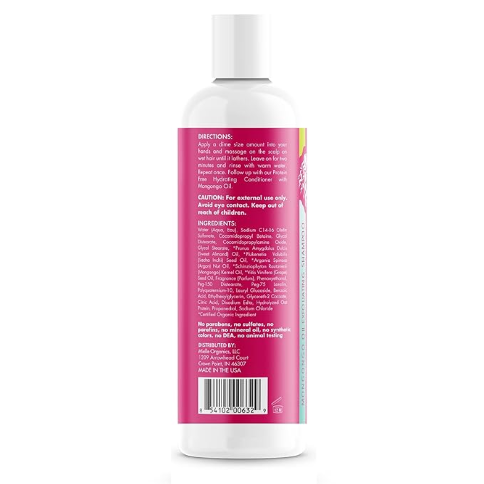 mielle mongongo oil exfoliating shampoo 240ml hydrate cleanse repair hair gentle scalp cleansing shampoo for soft healthy refreshed hair