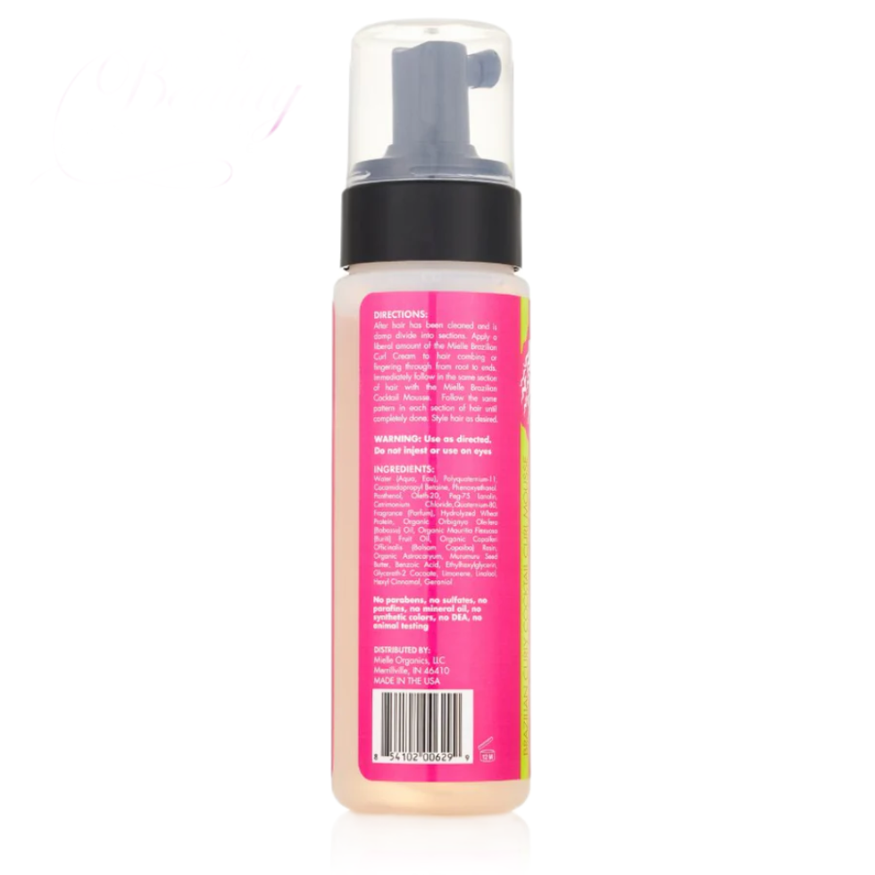 mielle babassu brazilian curly cocktail curl mousse 7.5oz soft defined frizz free curls lightweight styling foam for bouncy shiny hair