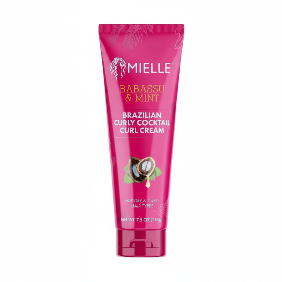 mielle babassu mint brazilian curly cocktail curl cream 7.5oz defining moisturizing curl cream for frizz free soft bouncy curls