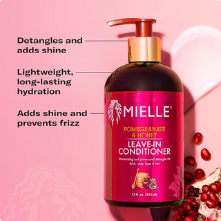 Mielle Organics Pomegranate & Honey Leave-In Conditioner – Moisturizing Detangler for Curly Hair 12oz