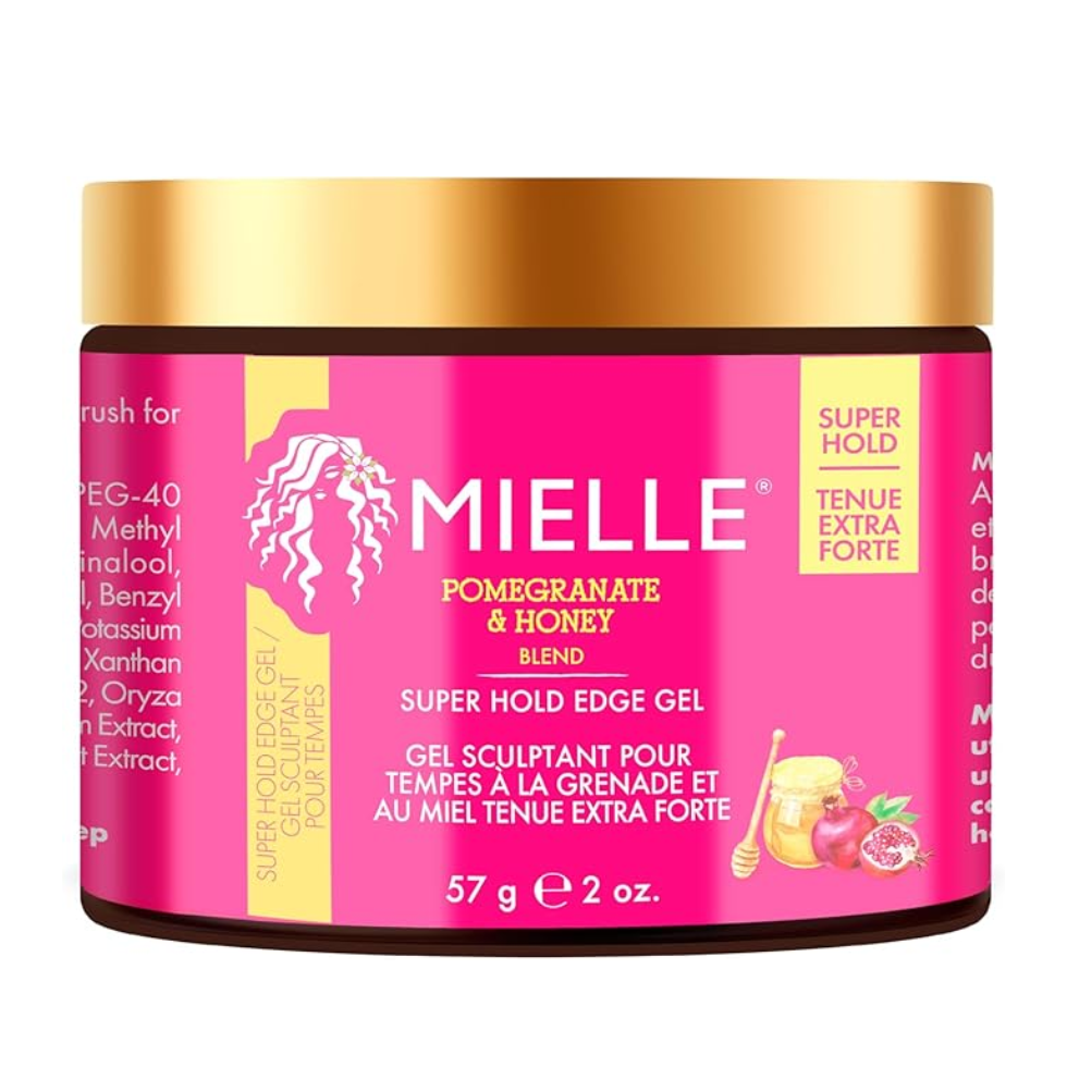 mielle pomegranate and honey super hold edge gel 57g smooth edges long lasting hold frizz control styling gel for sleek baby hairs