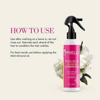 Mielle White Peony Leave-In Conditioner  8 oz– Lightweight, Moisturizing & Color-Safe