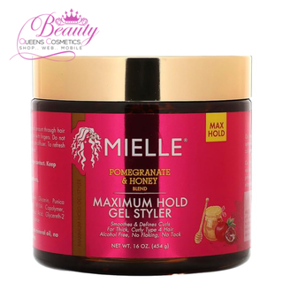 Mielle Pomegranate & Honey Maximum Hold Gel Styler 16oz – Define, Smooth & Control Curls