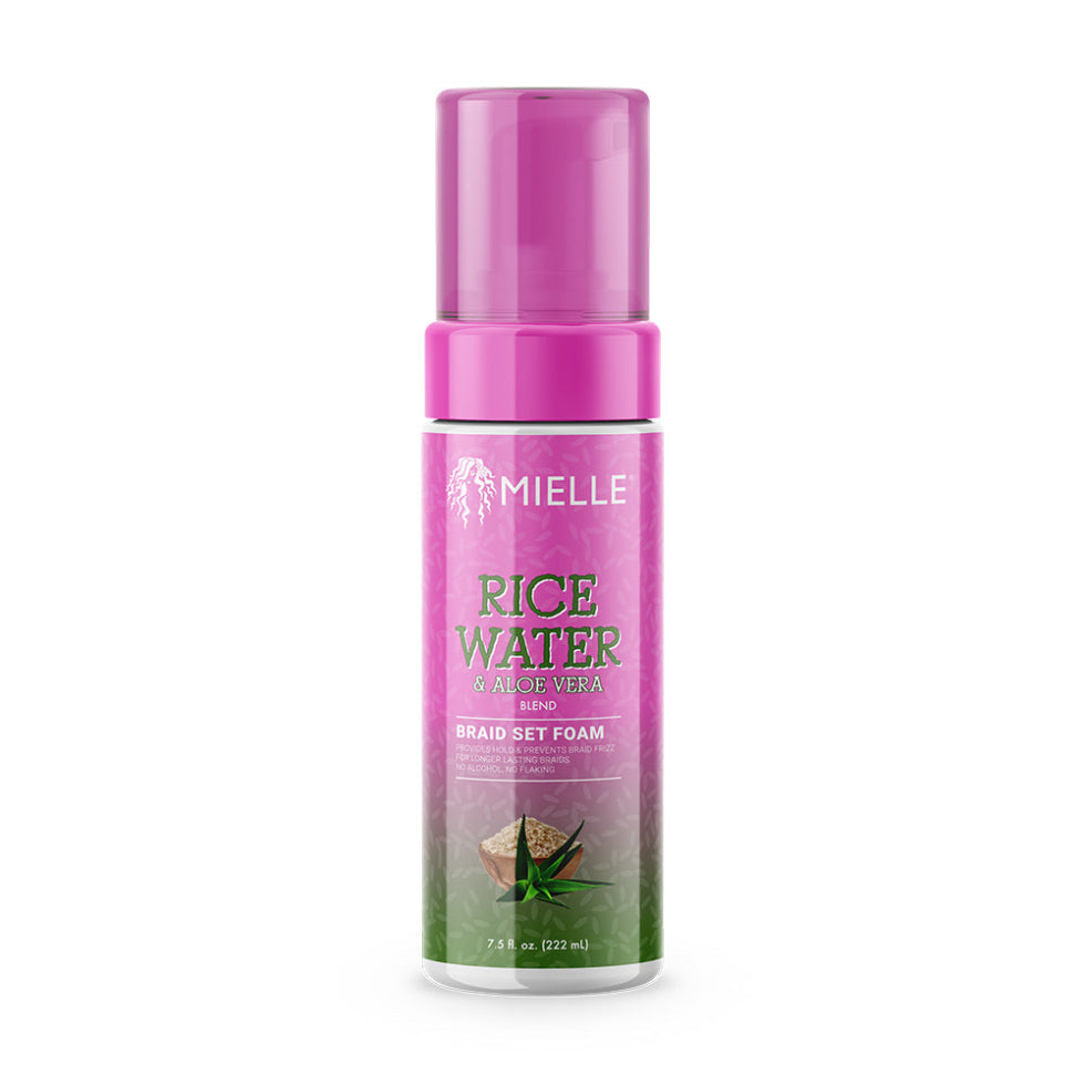 mielle rice water and aloe vera braid set foam 222ml frizz control long lasting hold for braids twists and protective styles
