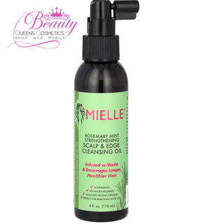 Mielle Organics Rosemary Mint Strengthening Scalp & Edge Cleansing Oil 118ml | No-Rinse Scalp Refresh & Build-Up Remover