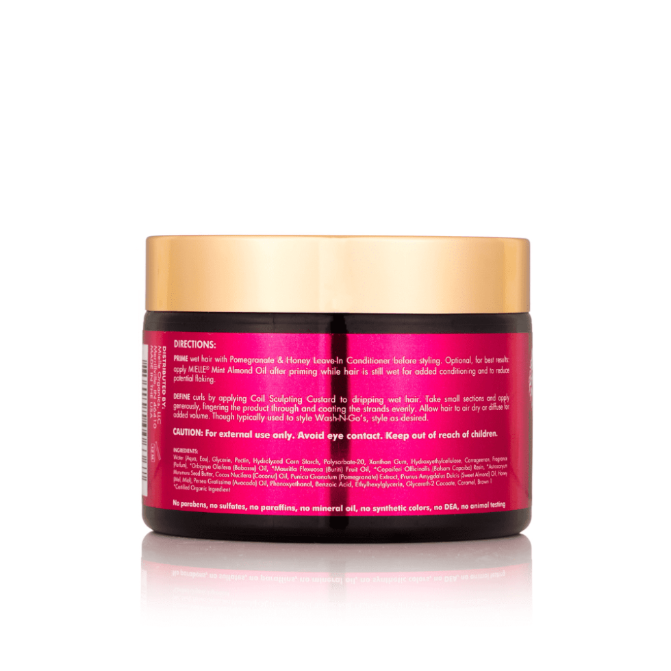 mielle pomegranate and honey coil sculpting custard 12oz curl cream hydrate define control frizz for soft shiny well defined curls