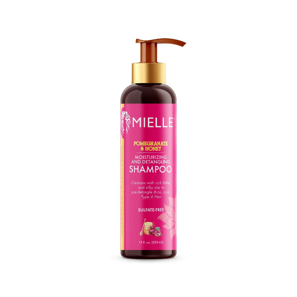 mielle pomegranate and honey moisturizing detangling shampoo 12oz sulfate free cleanser for soft frizz free hydrated curly hair