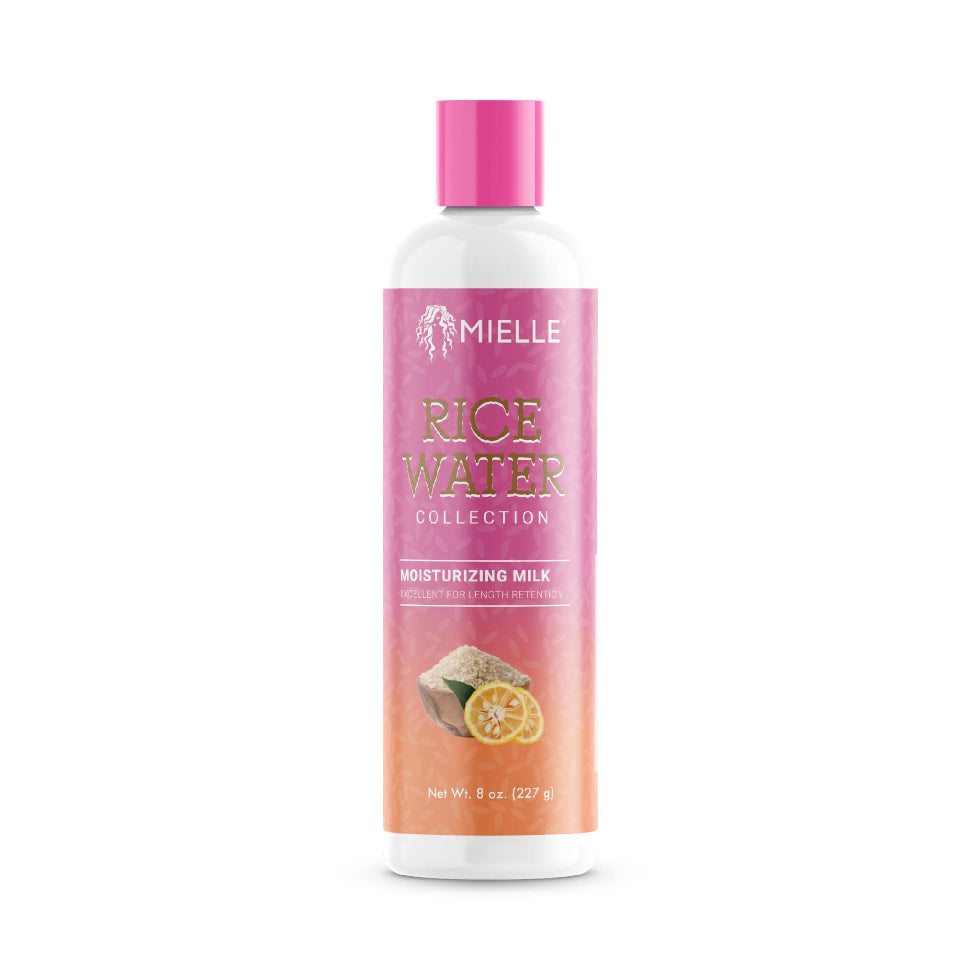 mielle rice water moisturizing milk 8oz daily hydrating moisturizer for all hair types soft smooth frizz control leave in hair treatment