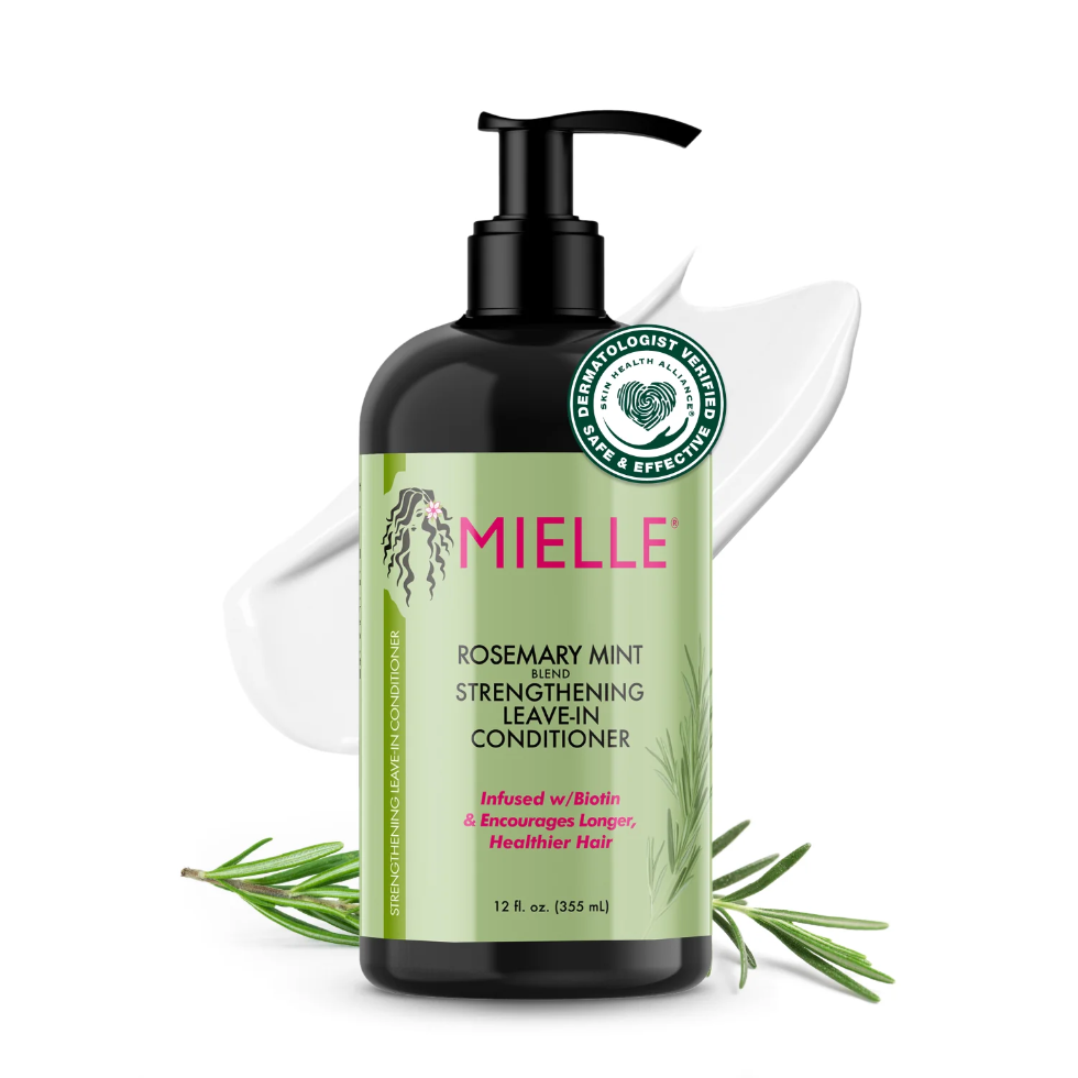 mielle rosemary mint strengthening leave in conditioner 12oz biotin hydrating moisturizer for curly hair frizz control detangling treatment