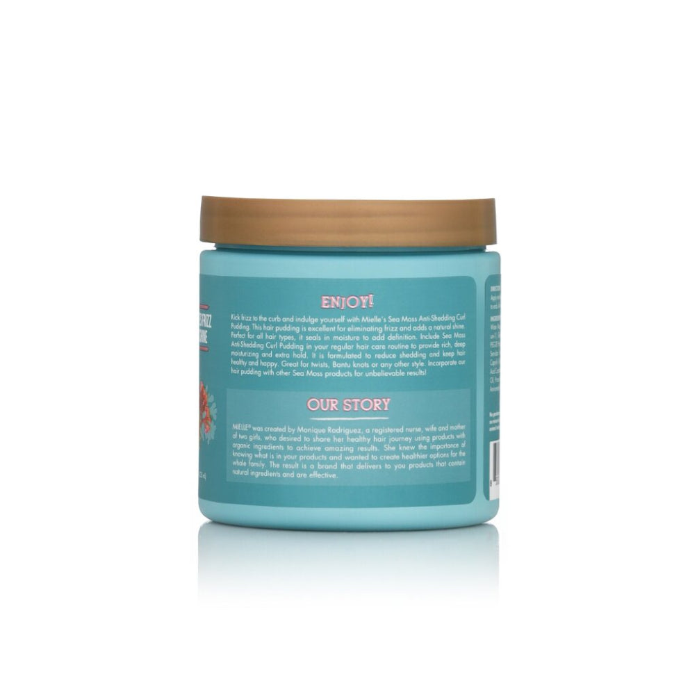 mielle sea moss curl pudding 8oz anti shedding frizz control shine enhancing styling cream for defined soft healthy curls