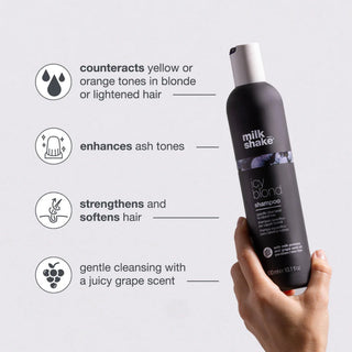 Milk Shake Icy Blond Shampoo 300ml for blonde hair toning and yellow tone neutralization