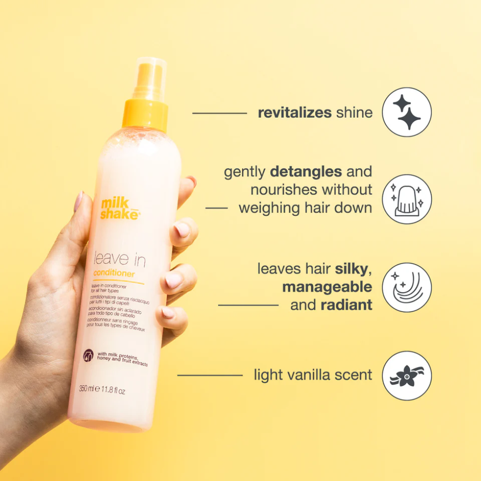 Milk Shake Leave In Conditioner 350ml for hydration detangling shine and color protection hair care