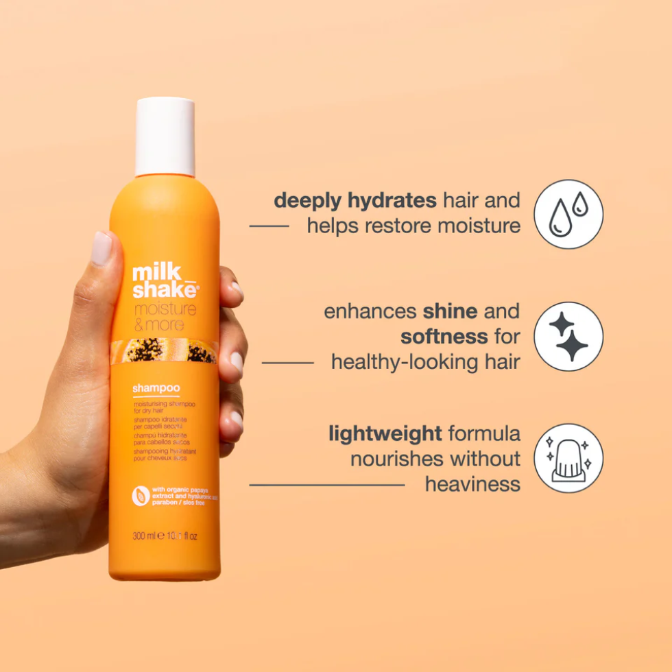 Milk Shake Moisture Plus Shampoo 300ml for dry hair hydration softness shine and daily cleansing care