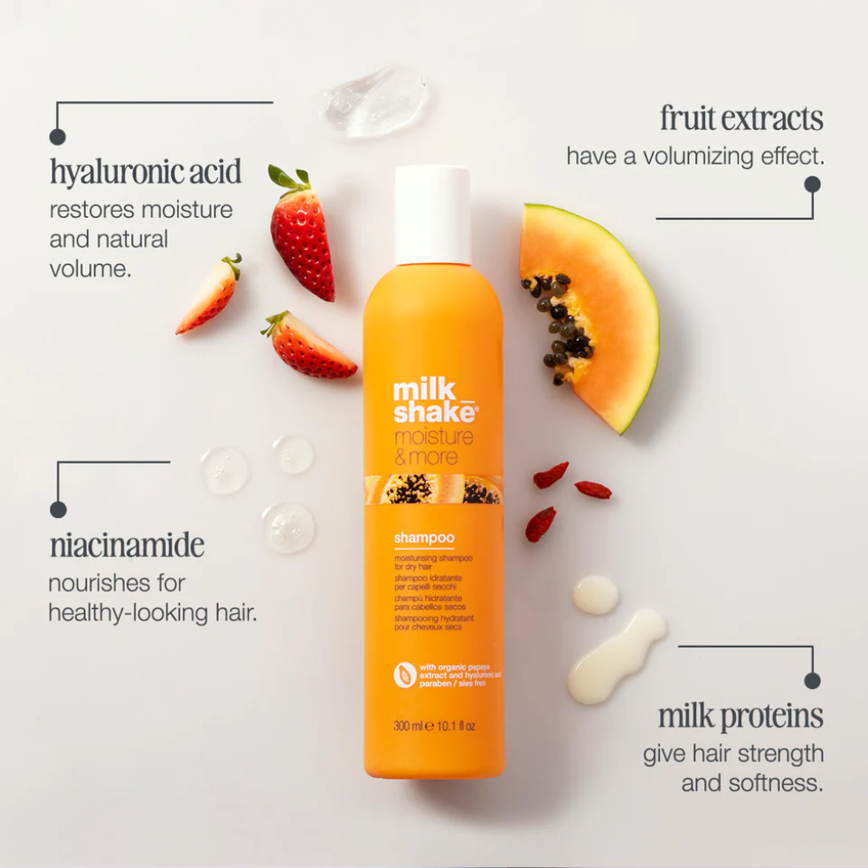 Milk Shake Moisture Plus Shampoo 300ml for dry hair hydration softness shine and daily cleansing care