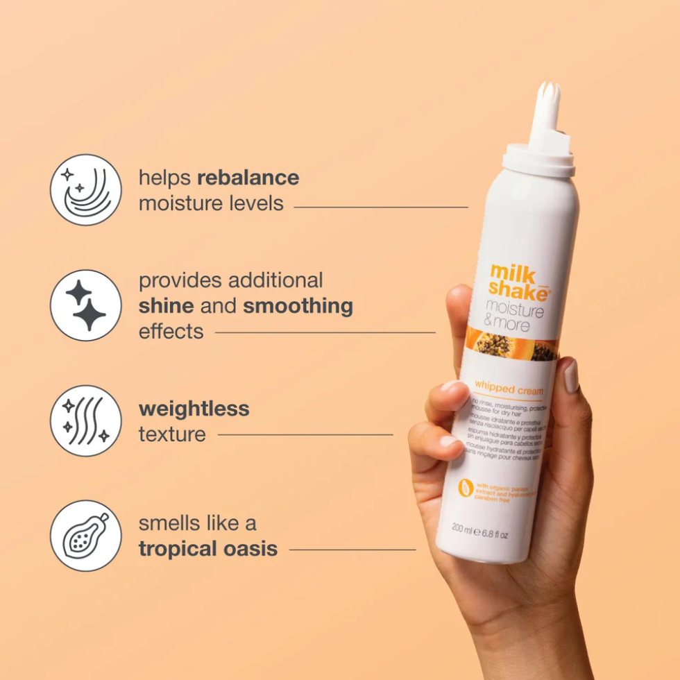 Milk Shake Moisture Plus Whipped Cream 200ml for dry hair hydration softness shine and frizz control