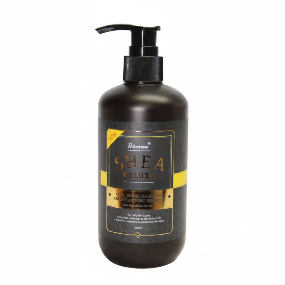 Milnrow Shea Deluxe Curl Shine Cleansing and Detangling Shampoo 300ml for curly hair soft shine and frizz control