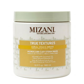 mizani true textures moroccan clay steam mask 16.9oz curls coils waves deep hydrating hair treatment
